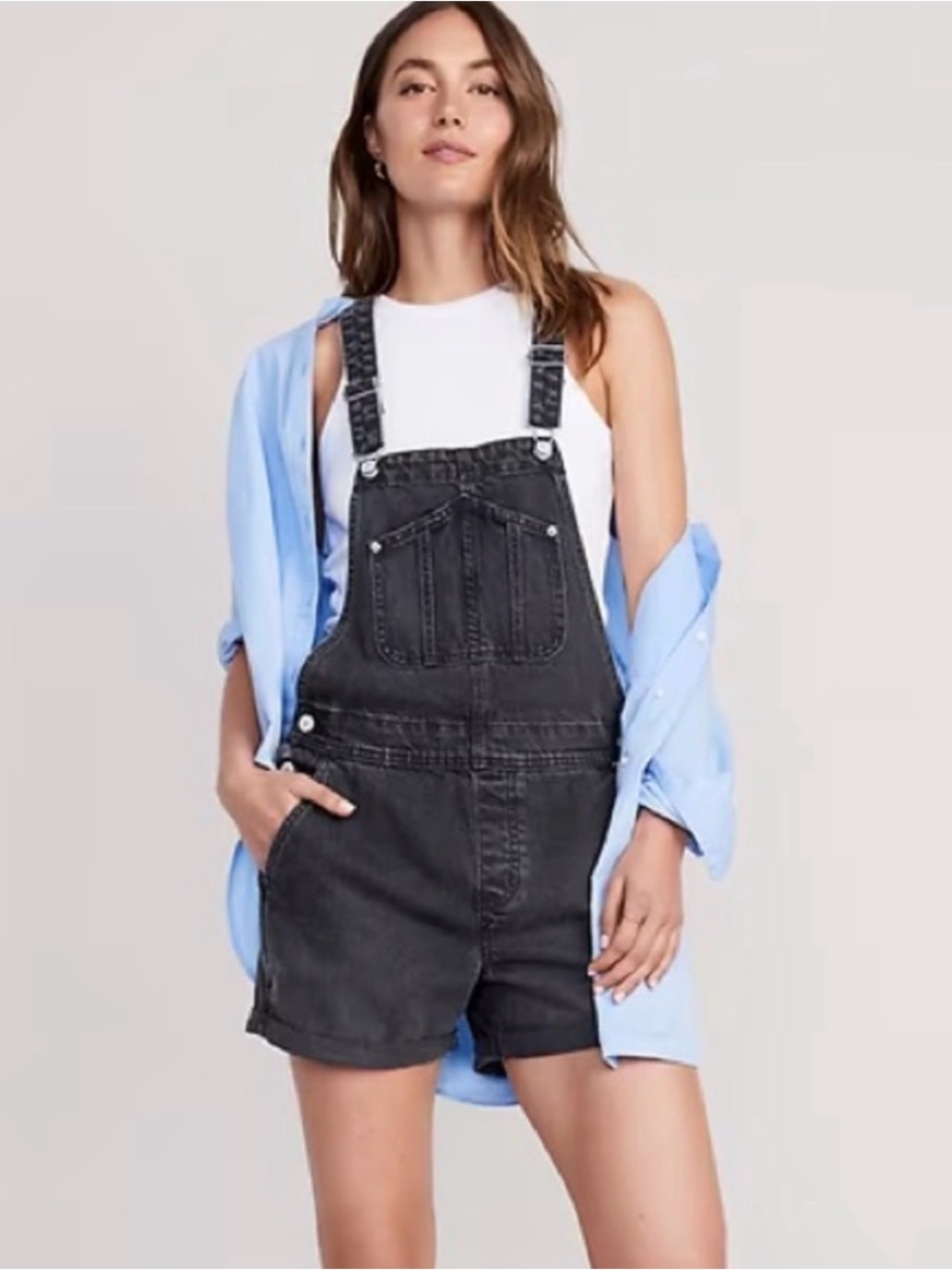 Old Navy Black Denim Short Overalls for Women